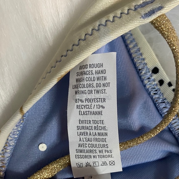 Aerie keyhole bandeau bikini top tropical glitter gold strap size small - Picture 3 of 7